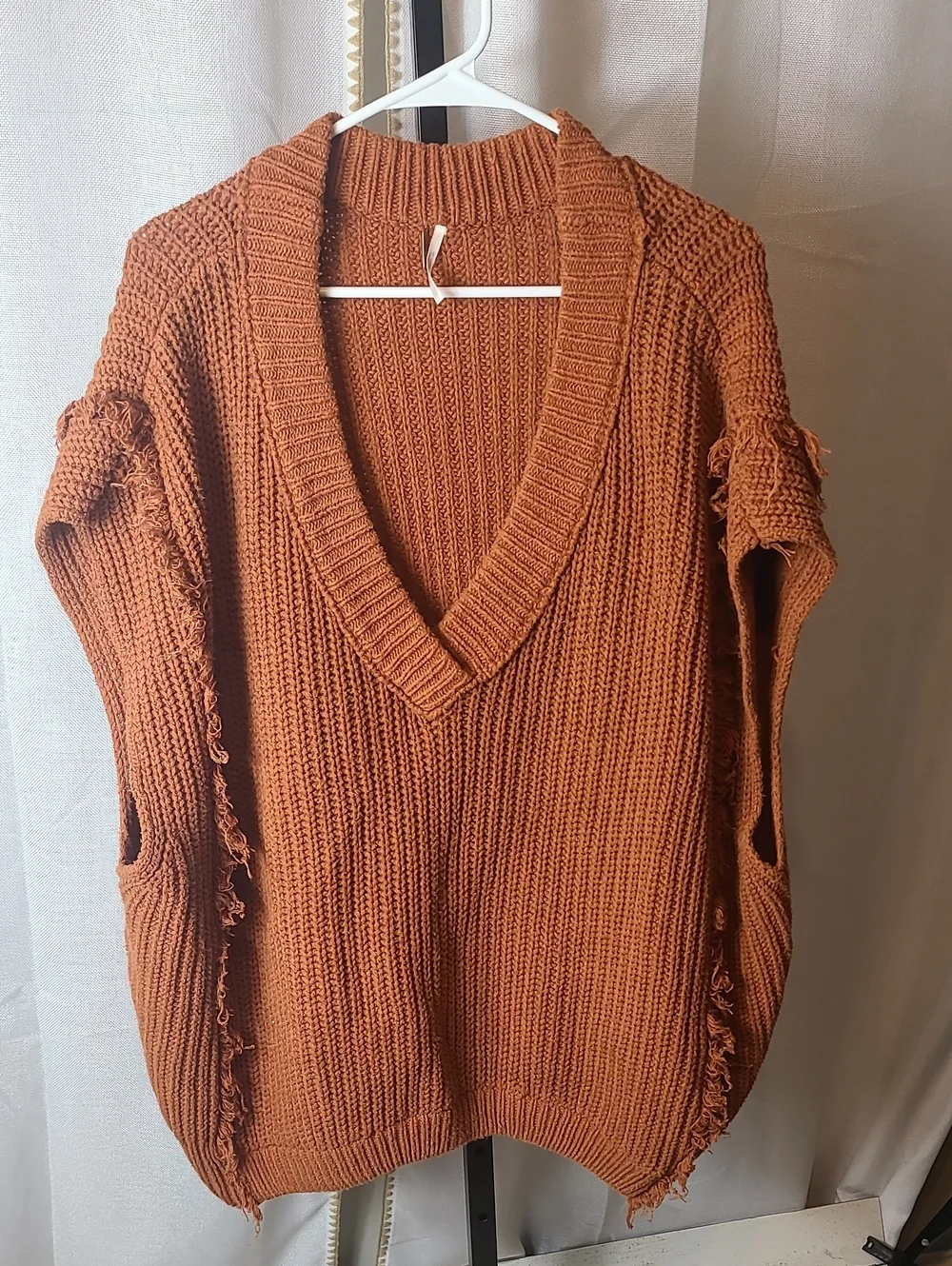Free People Sleeveless Sweater Fringe Oversized Small.